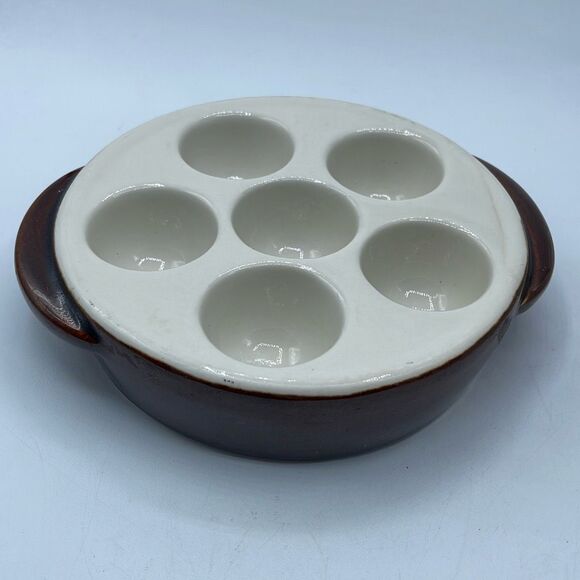 Vintage Hall 1154 Escargot dish. Beautiful glazed pottery. Thick and heavy. Perf - Picture 1 of 7